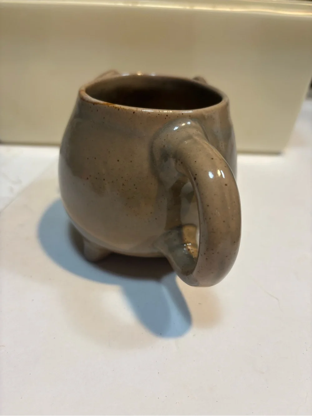retired Urban Outfitters ceramic elephant mug speckled brown glaze trunk handle